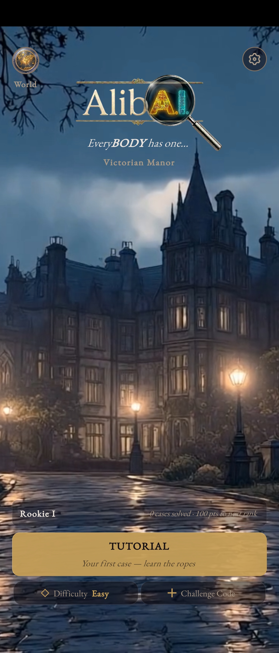 AlibAI: Victorian Manor main menu